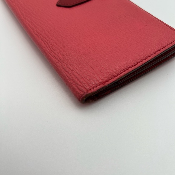 Hermes Chèvre Mysore Bi-Color Bearn Gusset Wallet Rose Lipstick Rouge Casaque - Picture 9 of 12